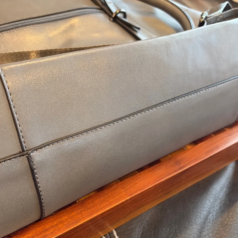 Mosiso Gray PU Leather LaptopTote Bag